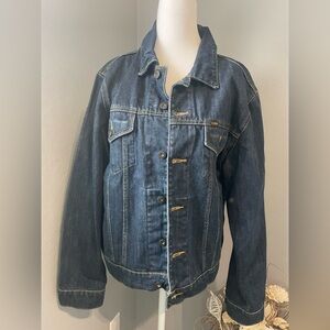 Vintage Polo Jeans Co. Ralph Lauren Men’s Blue Denim Trucker Jacket with Flag